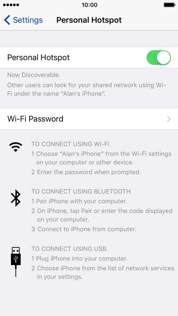 Press Wi-Fi Password and key in the required password.