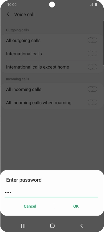 Key in your call barring password and press OK. Key in your call barring password and press OK.