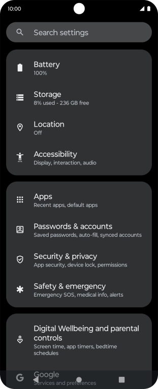 Press Passwords & accounts. Press Passwords & accounts.
