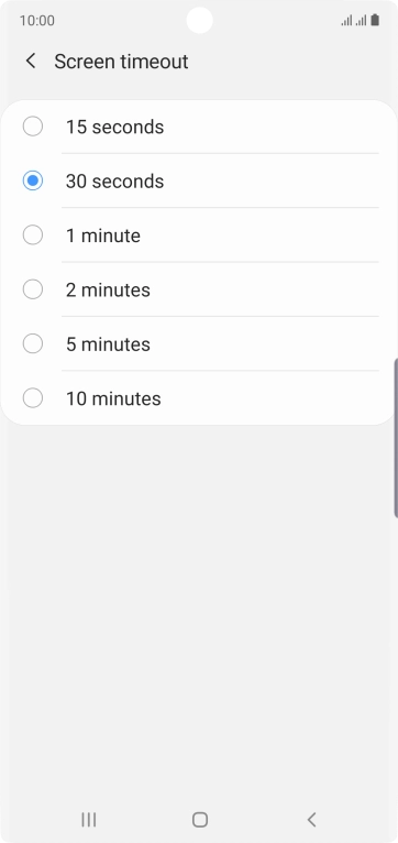 Press the required setting. Press the required setting.