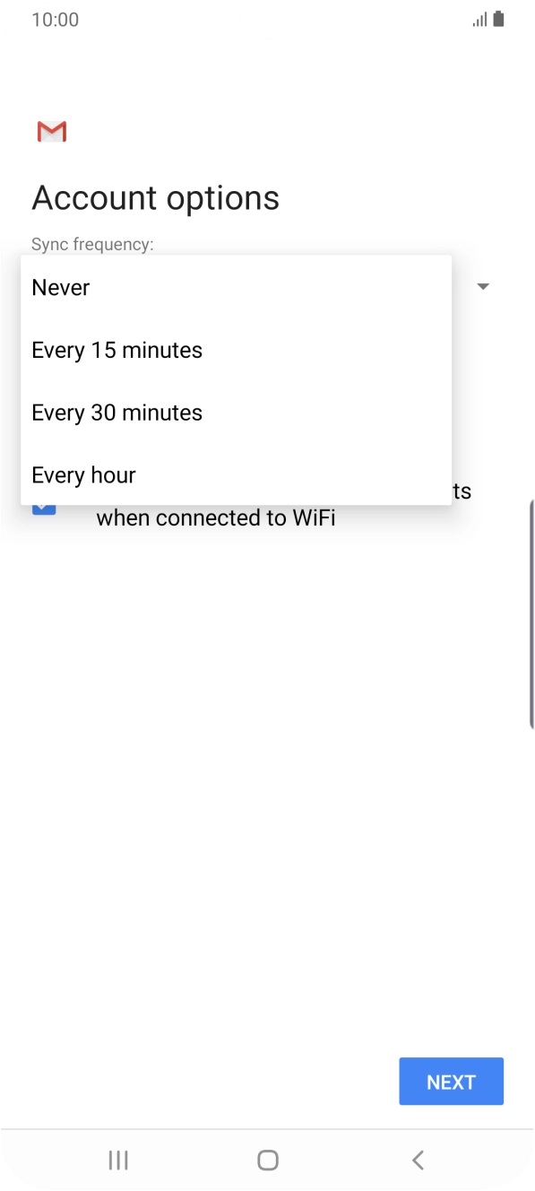 Press the required setting.
