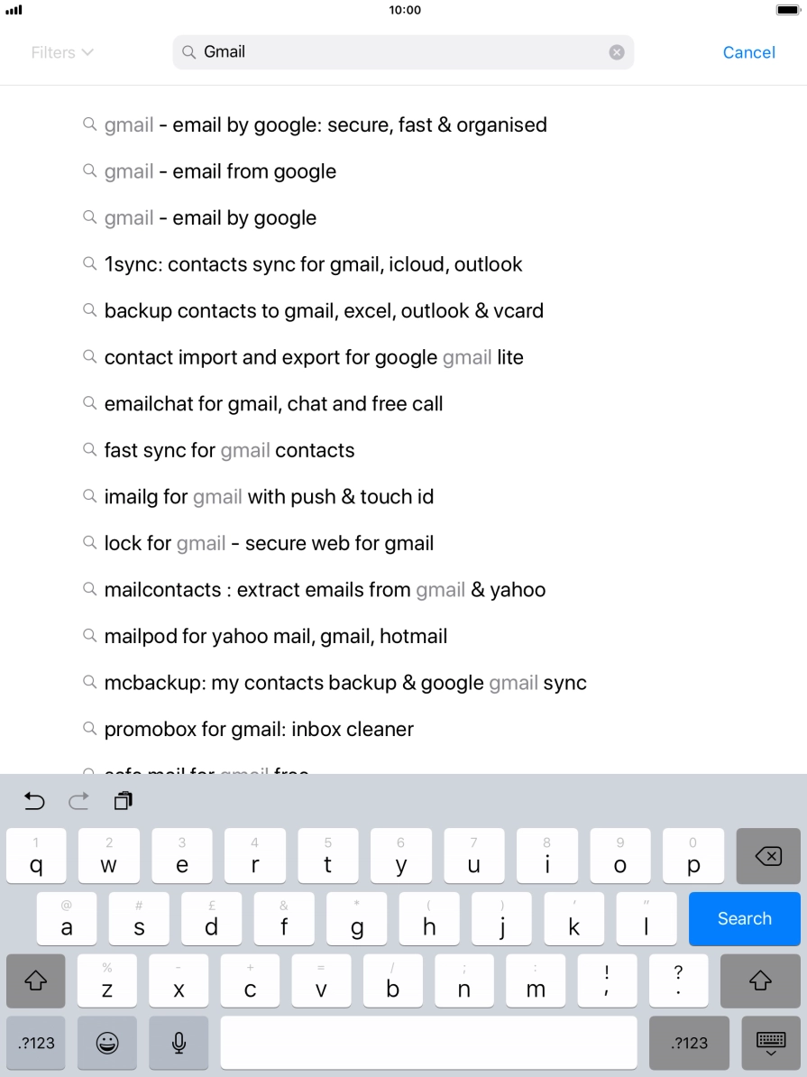 Key in Gmail and press Search.