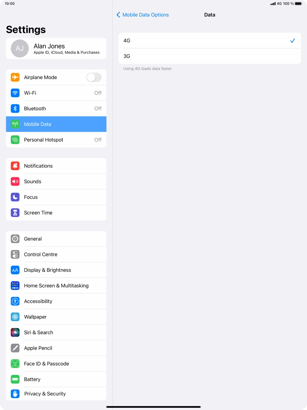 Press the required network mode.