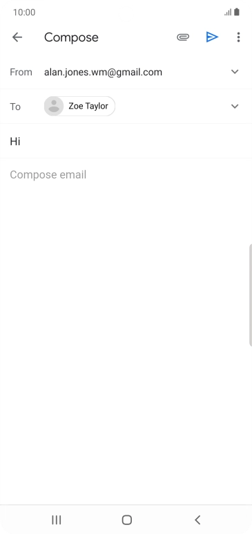 Press the text input field and write the text for your email. Press the text input field and write the text for your email.