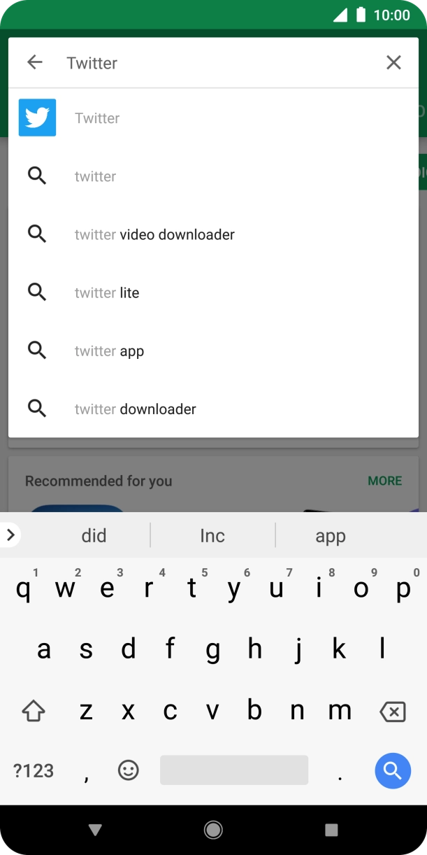 Key in Twitter and press the search icon.