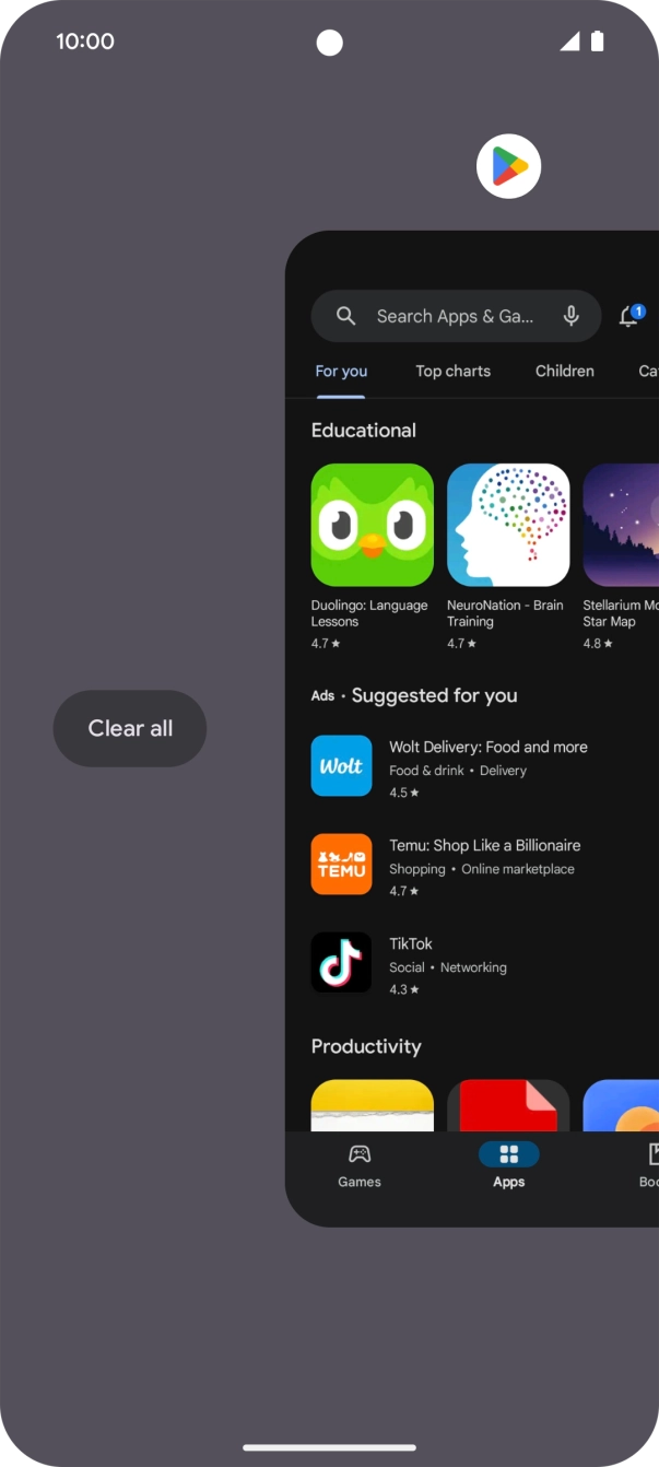 Press Clear all. Press Clear all.