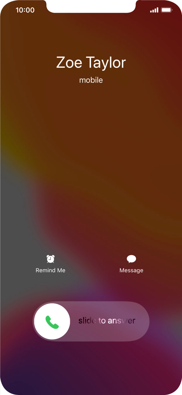 If the screen lock is turned on, press and drag the accept call icon right.