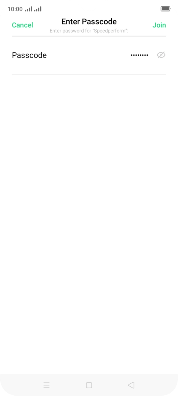 Key in the password for the Wi-Fi network and press Join.