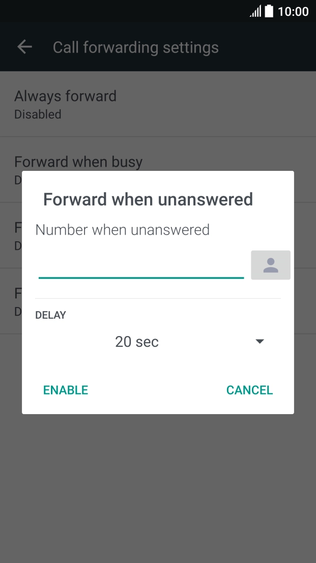 If you divert missed calls, you need to select a delay for the divert. Press the drop down list below 