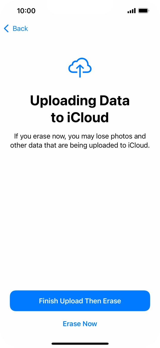 Press the required setting.
