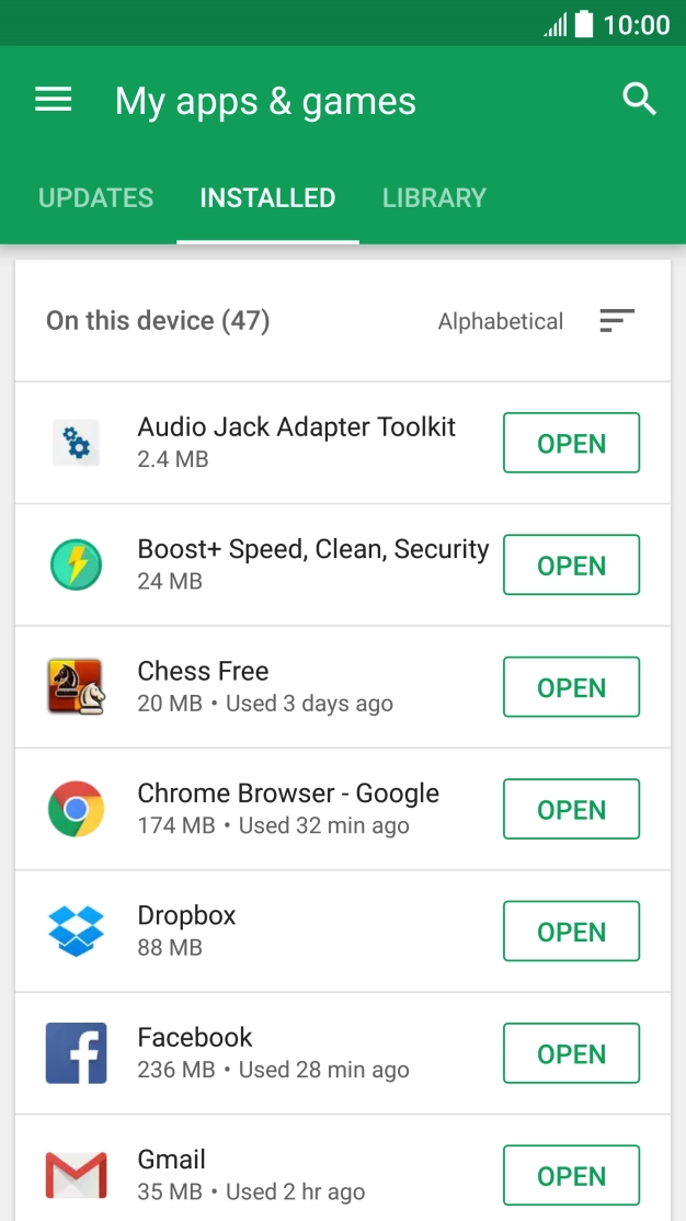 Press the required app.