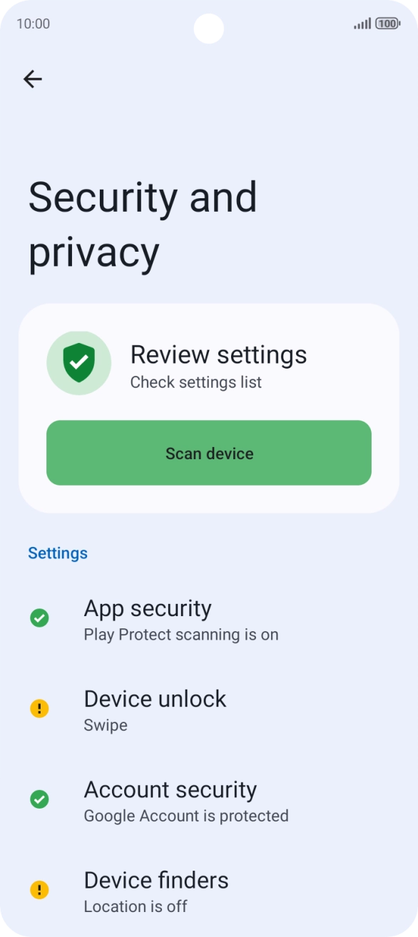Press Device unlock. Press Device unlock.
