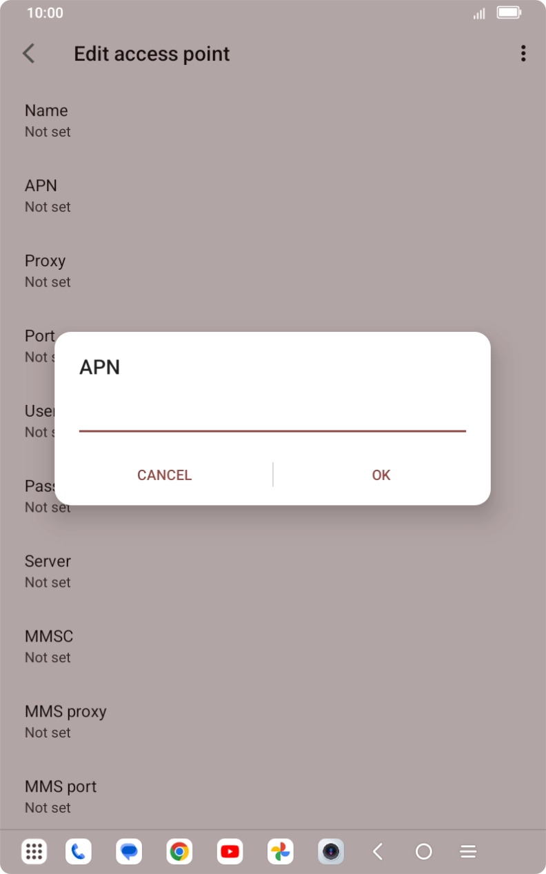Key in telstra.wap and press OK.