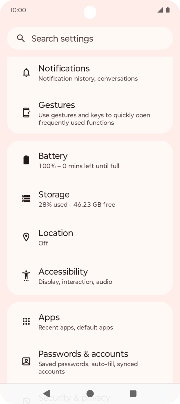 Press Passwords & accounts.