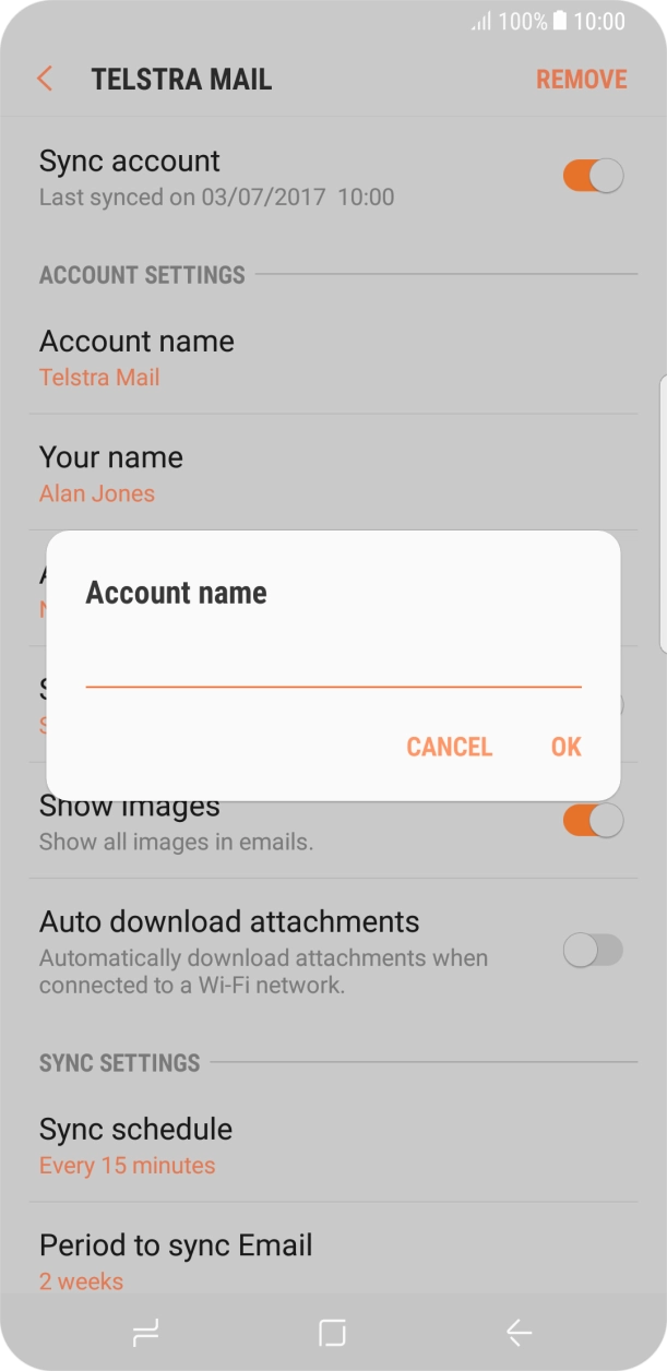 Key in the required name and press OK.