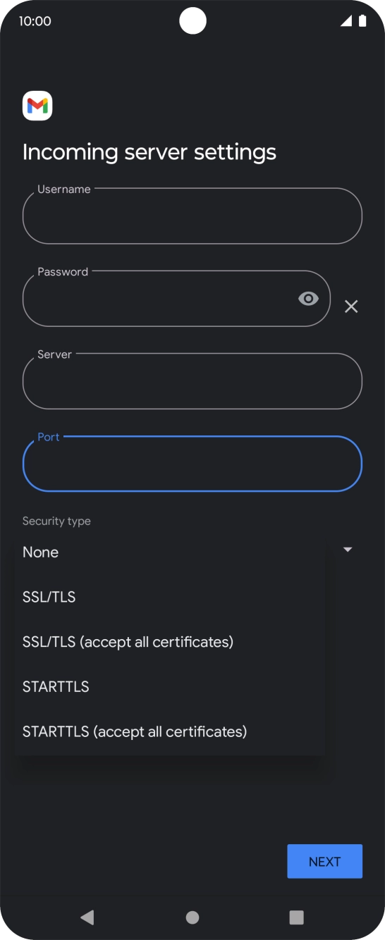 Press SSL/TLS. Press SSL/TLS.