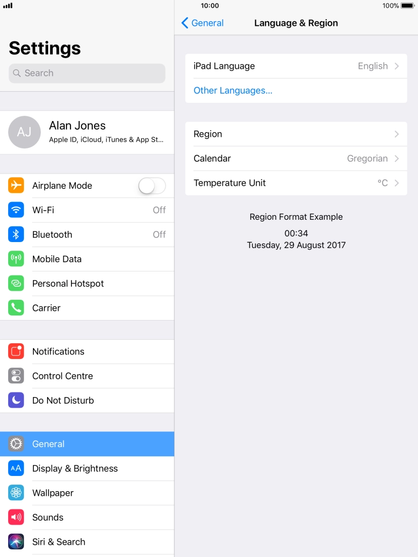 Press iPad Language.