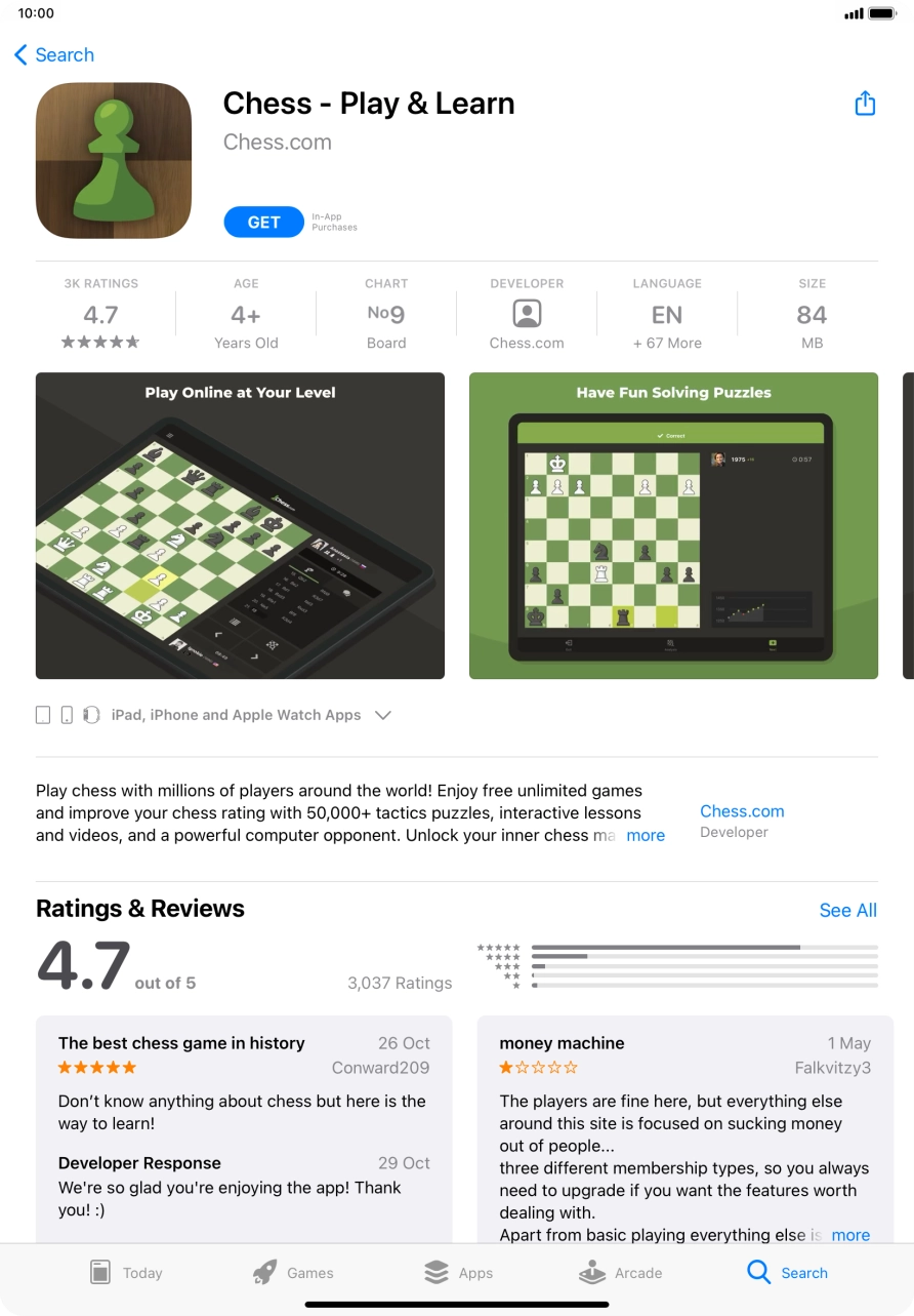 Press GET and follow the instructions on the screen to install the app.