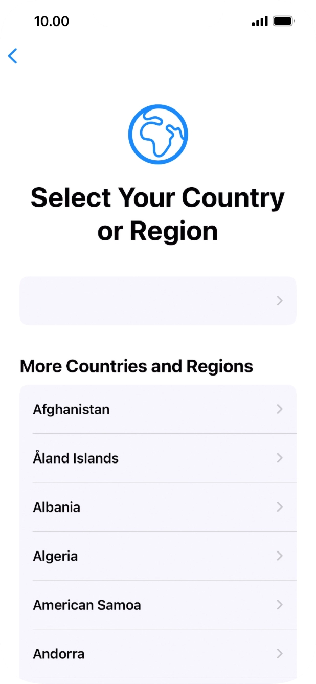 Press the required country or area.