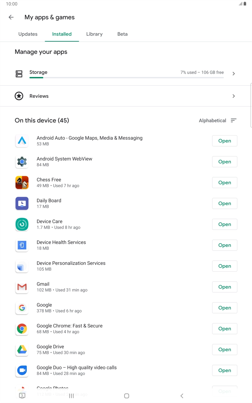 Press the required app.