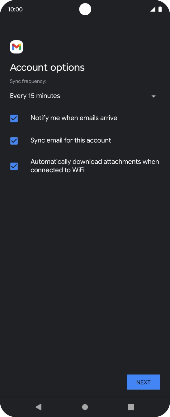 If this screen is displayed, your email account has been recognised and set up automatically. Follow the instructions on the screen to key in more information and finish setting up your phone. If this screen is displayed, your email account has been recognised and set up automatically. Follow the instructions on the screen to key in more information and finish setting up your phone.