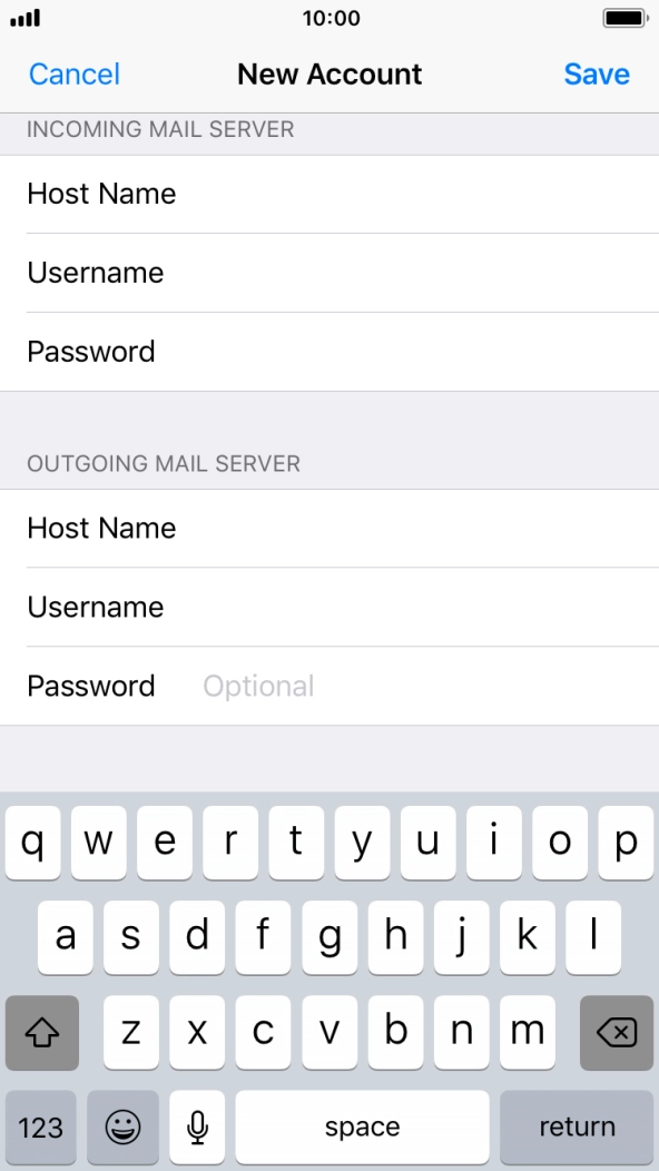 Press Password and key in the password for your email account.