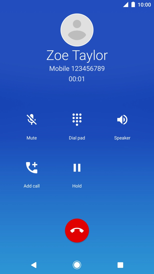 Press the end call icon.