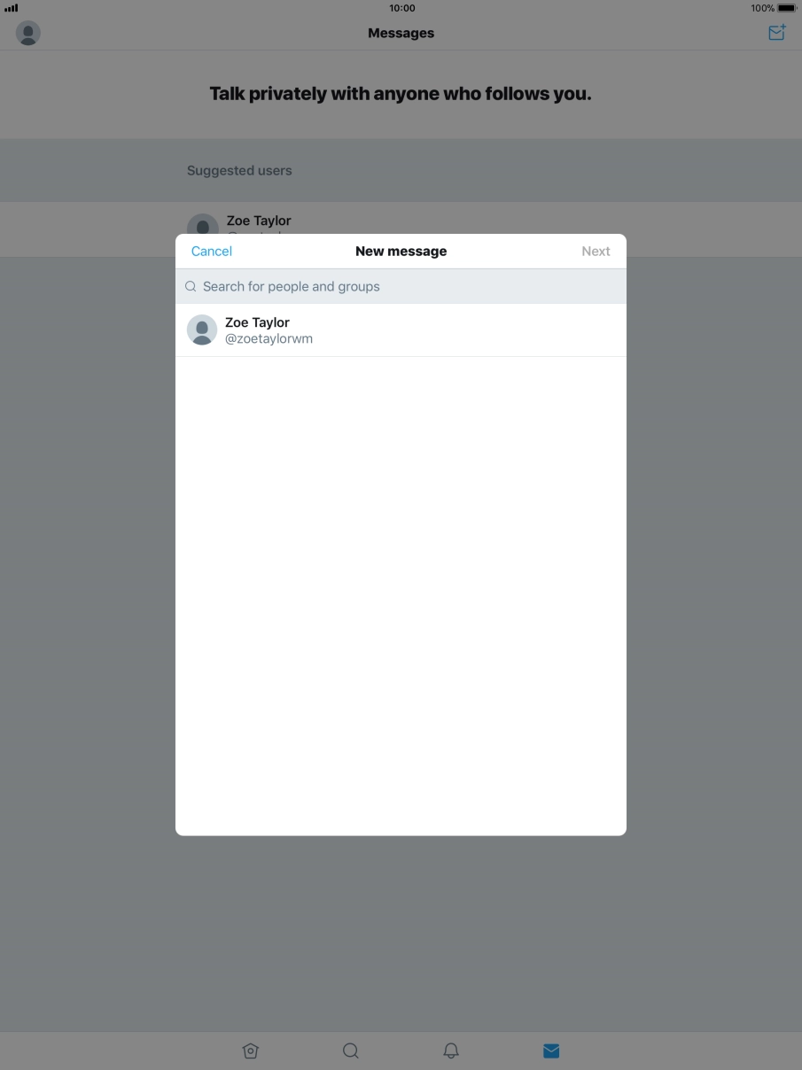 Press the search field and key in the first letters of the recipient's name.