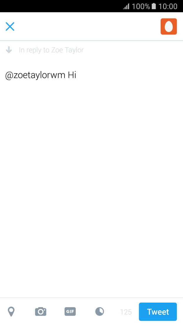 Write the required reply and press Tweet.