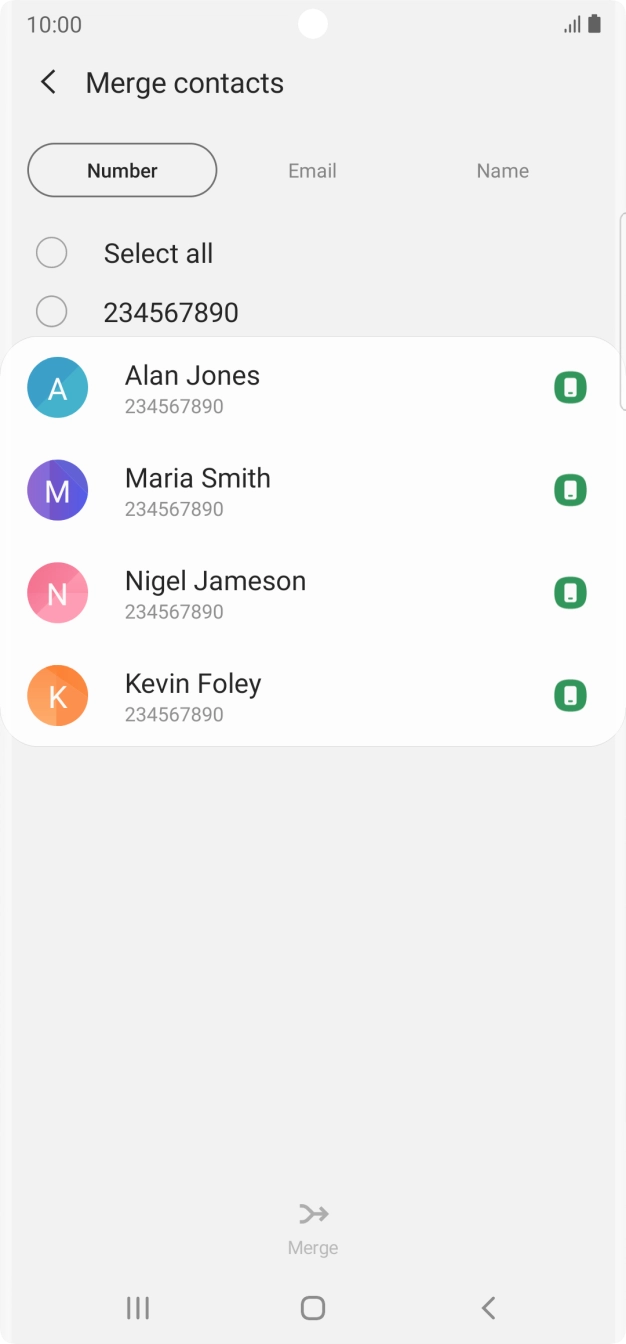 Press the field next to the required number.