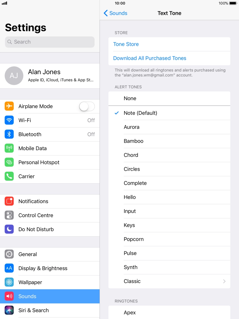 Press the different message tones to hear them.