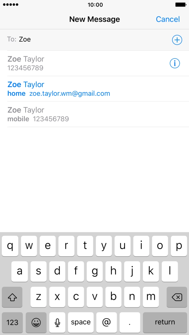 Press the required contact. Press the required contact.