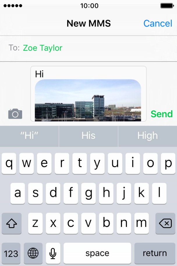 Press Send when you've written your picture message.