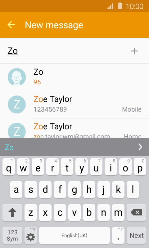 Press the required contact.