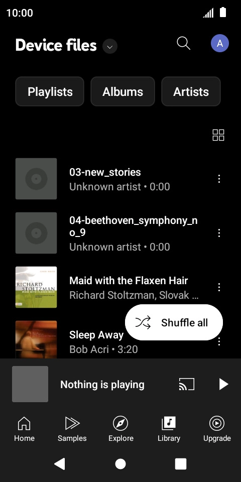 Press the required audio file.