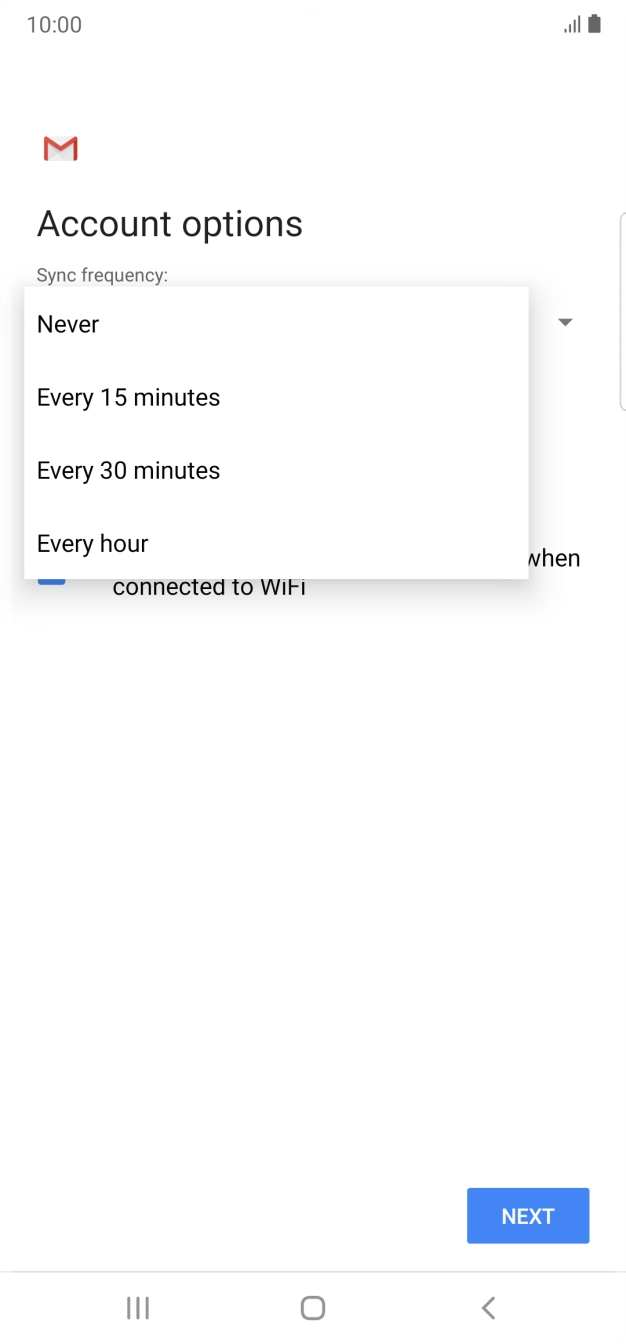 Press the required setting.