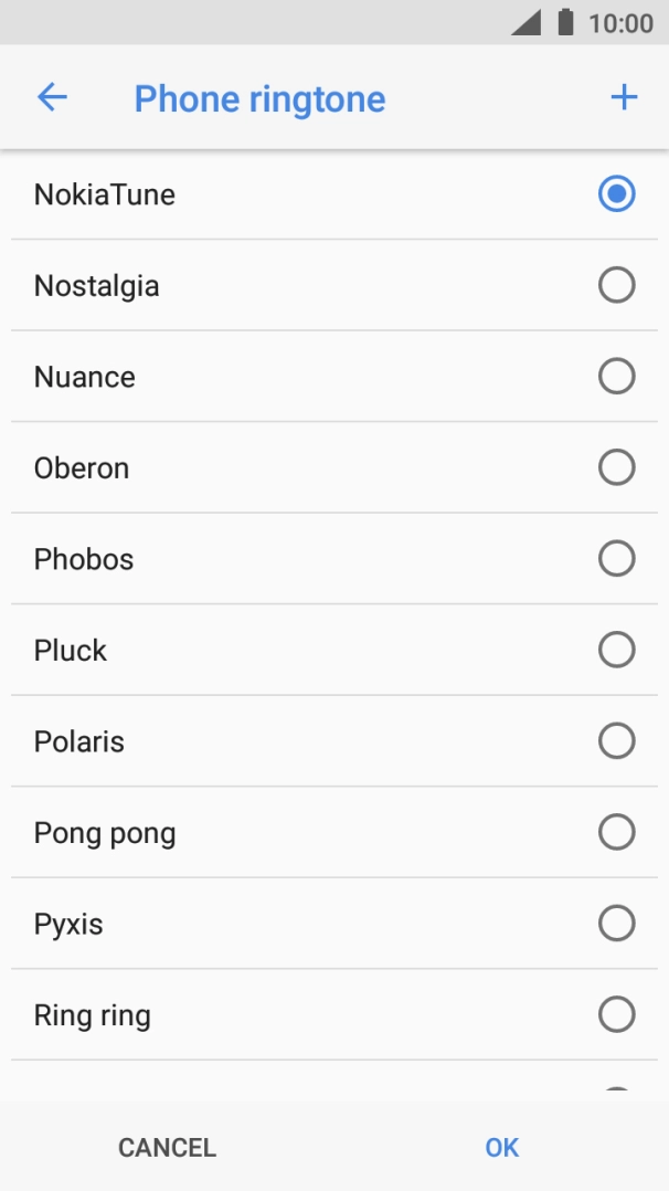 Press the add ring tone icon and go to the required ring tone.