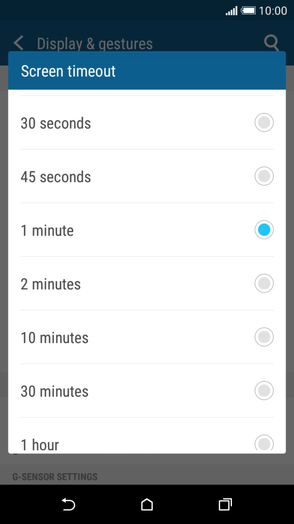 Press the required setting.