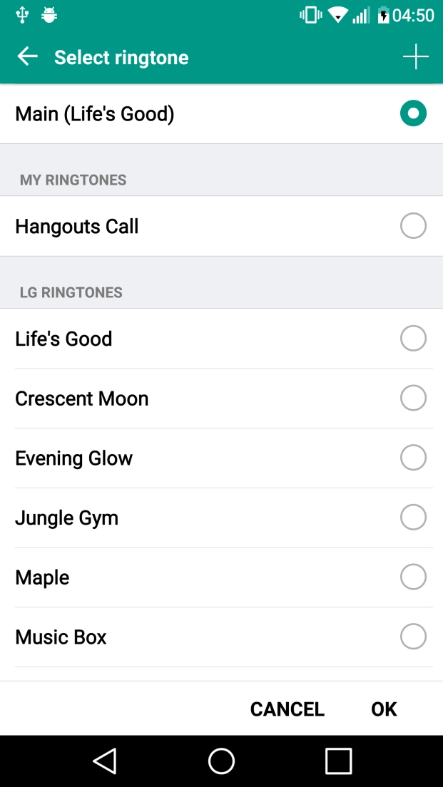 Press the different ring tones to hear them.