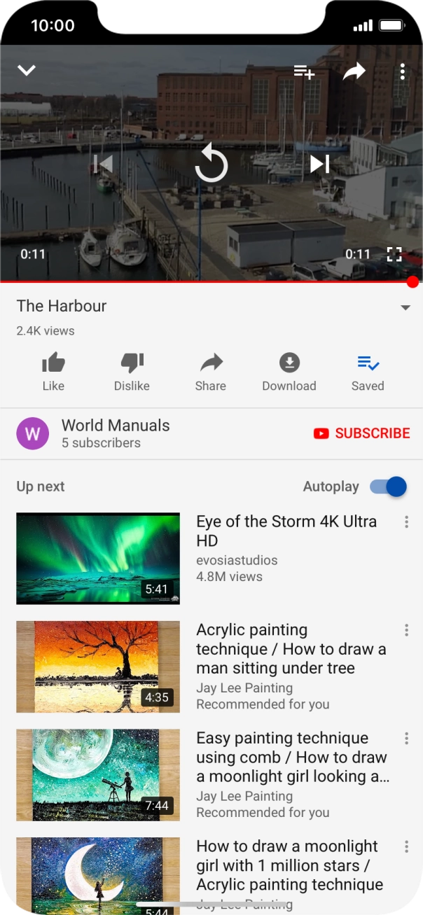 Slide your finger upwards starting from the bottom of the screen to return to the home screen.