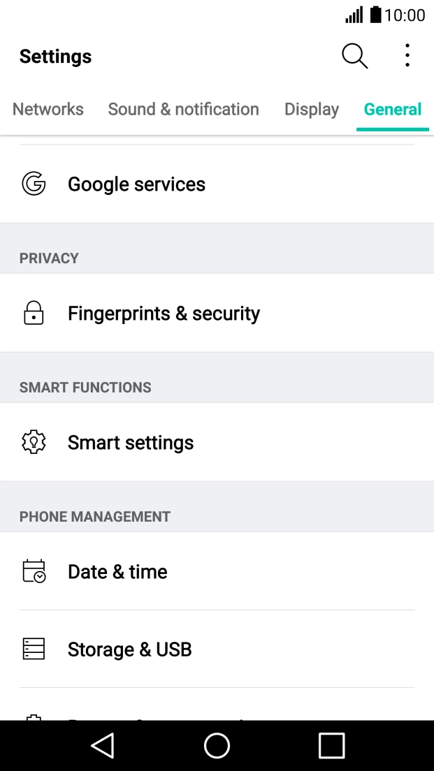 Press Fingerprints & security.