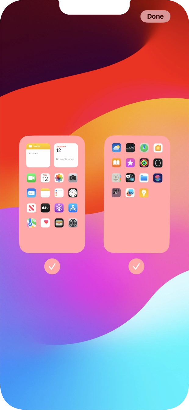 Press the fields below the required home screens to select or deselect them. Press the fields below the required home screens to select or deselect them.