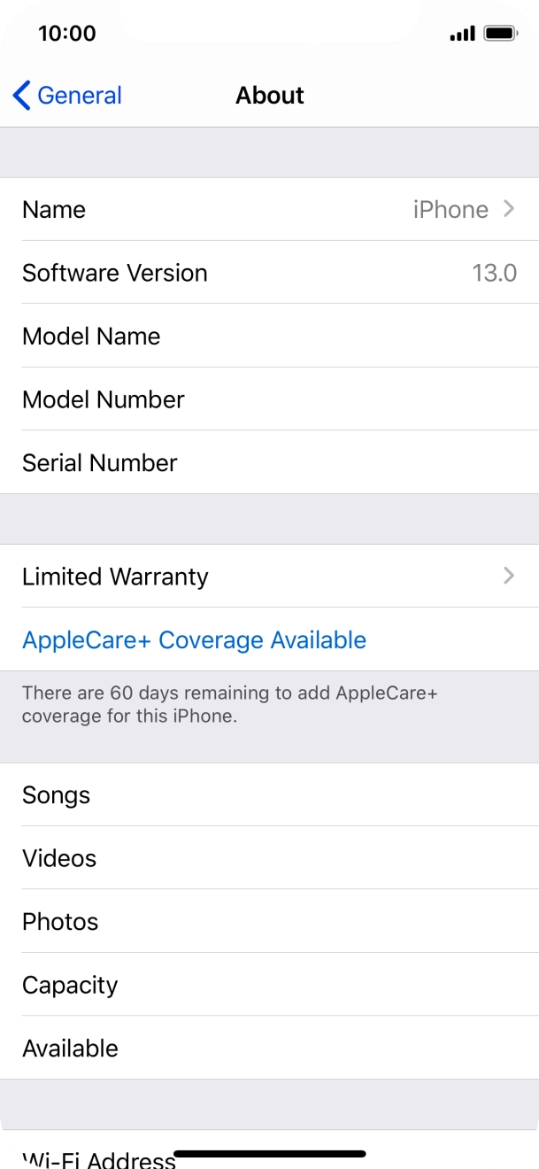 Your phone's software version is displayed next to Software Version.