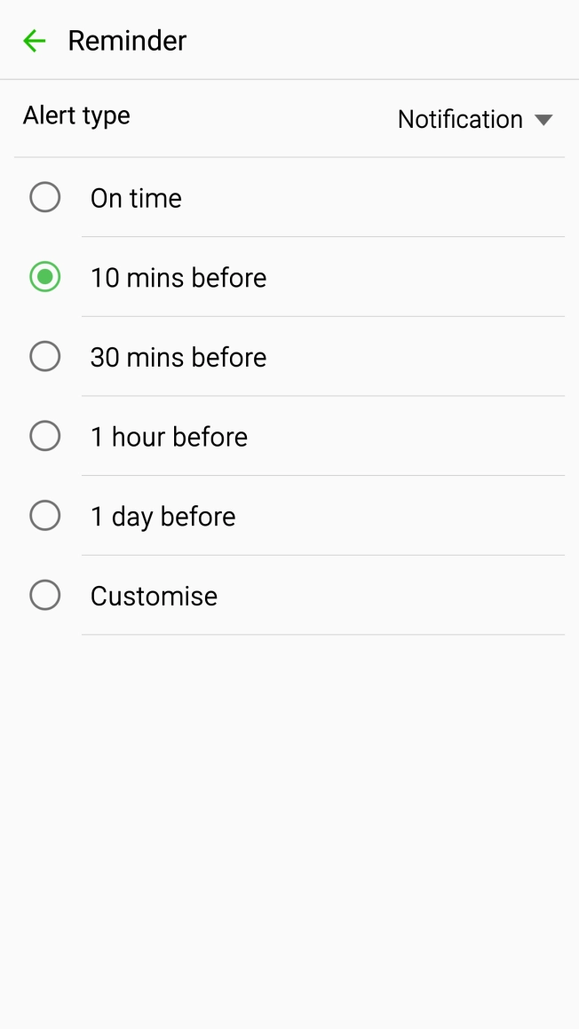 Press the required reminder.