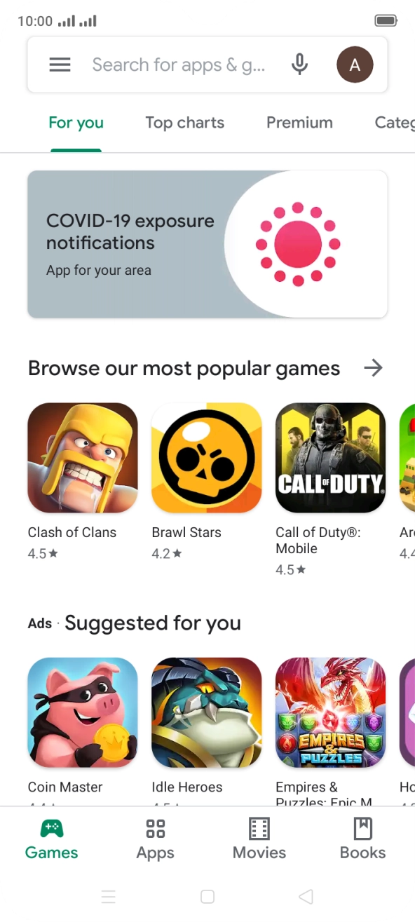 Press the search field.