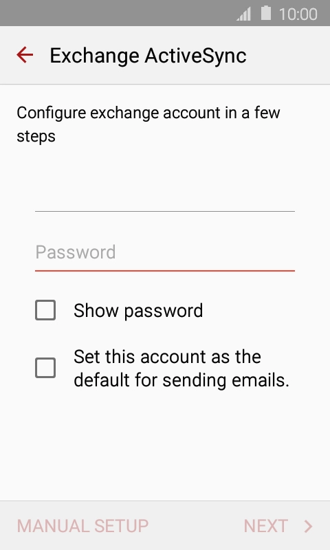 Press Password and key in the password for your email account.