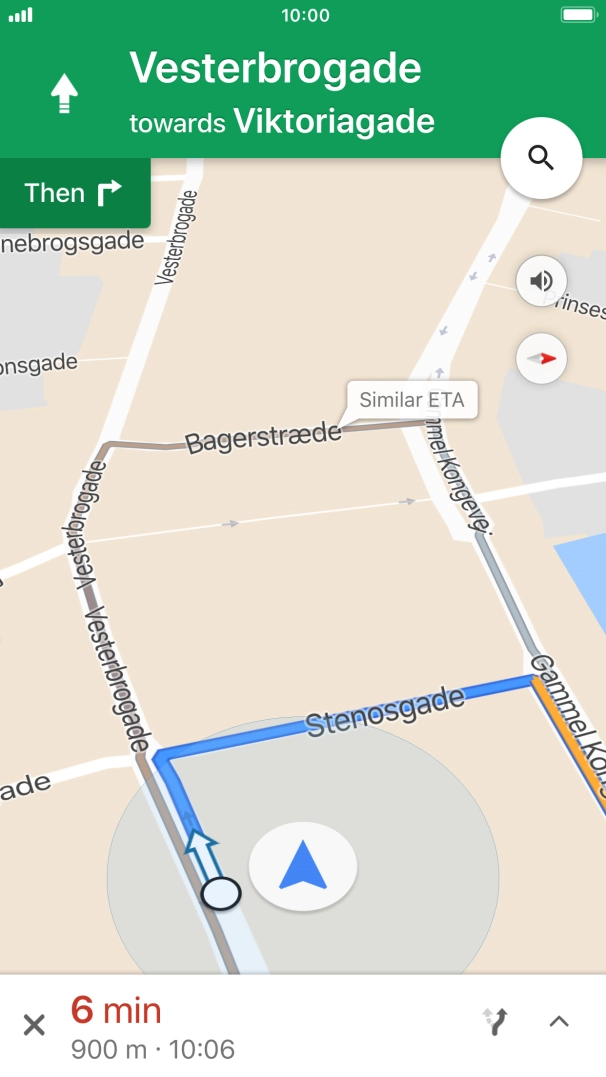 The travel information at the bottom of the screen shows your travel time, estimated time of arrival and distance to destination.