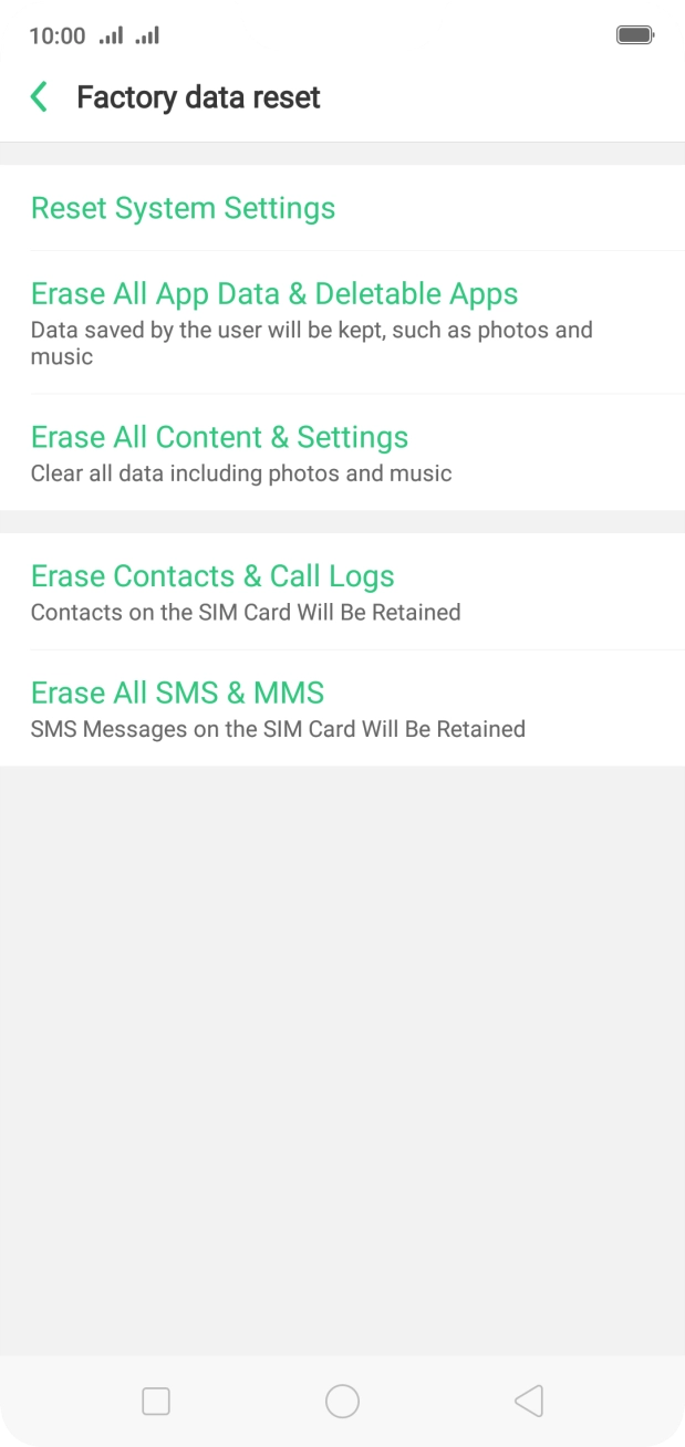 Press Erase All Content & Settings.