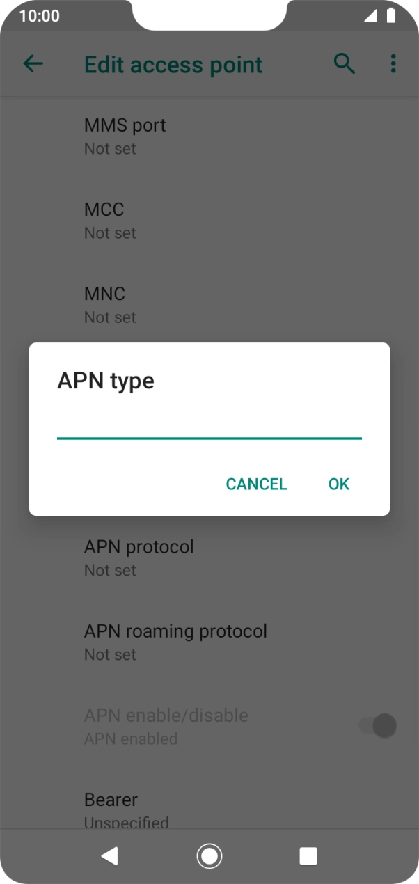 Key in default and press OK.
