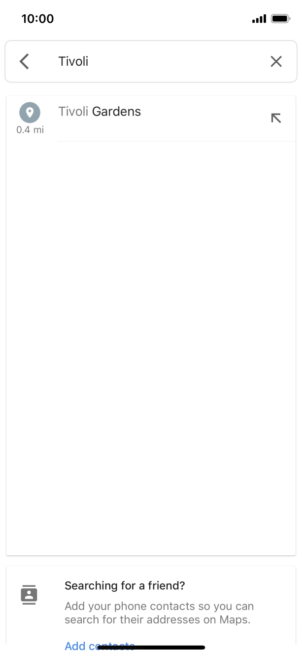 Press the required destination.